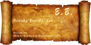 Bondy Boróka névjegykártya